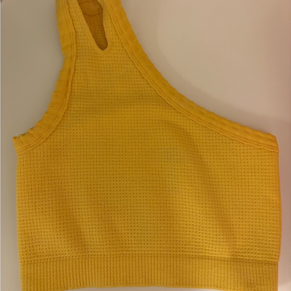 Yellow One-Shoulder Crop Top